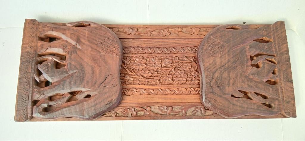 Vintage Boekensteun India Oud Handgemaakt Kunst Hout Olifant, Houtsnijwerk, Handgemaakt, Hout, Azië