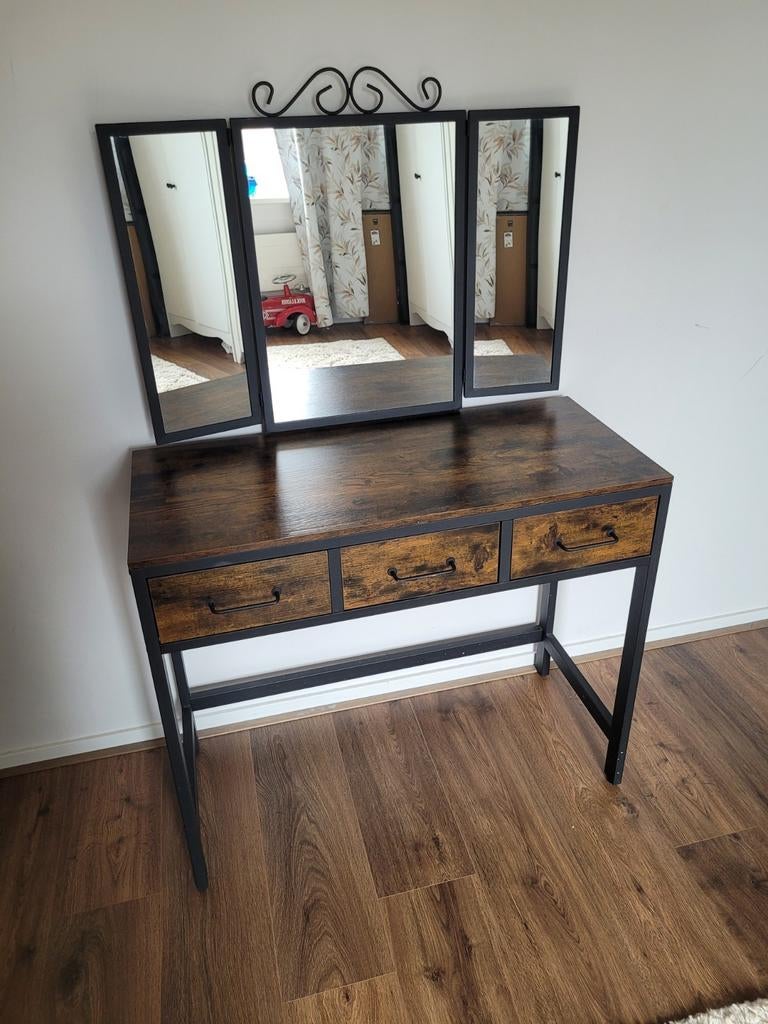 Kaptafel met spiegel en krukje, Ophalen of Verzenden