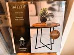 Tafeltje - Bijzettafel - Donker Eiken - Metaal 2 tafeltjes, Huis en Inrichting, Tafels | Bijzettafels, Minder dan 45 cm, Minder dan 55 cm