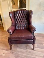Chesterfield Stijl Leren Fauteuil - Klassiek Bruin, Ophalen, Gebruikt, Leer, 75 tot 100 cm