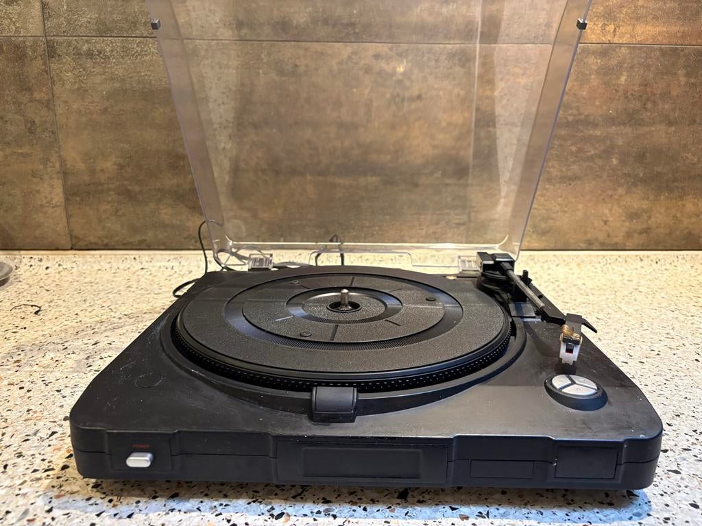 Zwarte platenspeler met transparante kap, Gebruikt, Automatisch, Platenspeler, Ophalen