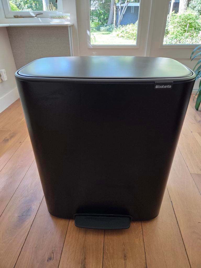 Brabantia Prullenbak - 2x30L - Mat Zwart, 50 tot 75 cm, 40 liter of meer, Ophalen of Verzenden, Zo goed als nieuw
