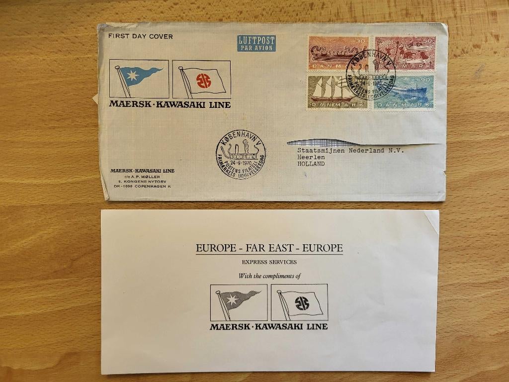1970 Staatsmijnen DSM Maersk Kawasaki Denemarken, Postzegels en Munten, Verzenden, Beschreven, Europa