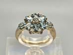 Gouden Vintage ring met aquamarijn en diamant. 2026/119., Blauw, ., Ophalen of Verzenden, .