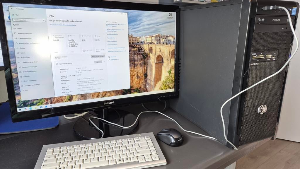 Computer compleet met beeldscherm, toetsenbord en muis, Computers en Software, Desktop Pc's, Ophalen, Gebruikt, 8 GB, HDD