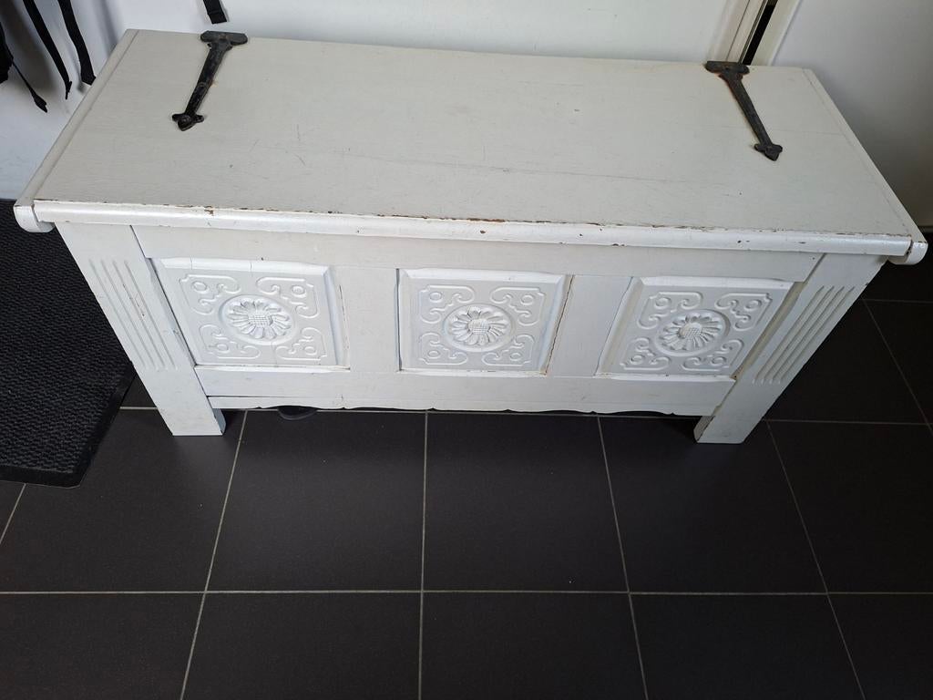 Eiken dekenkist, geverfd, Ophalen, Minder dan 50 cm, Gebruikt, 50 tot 100 cm