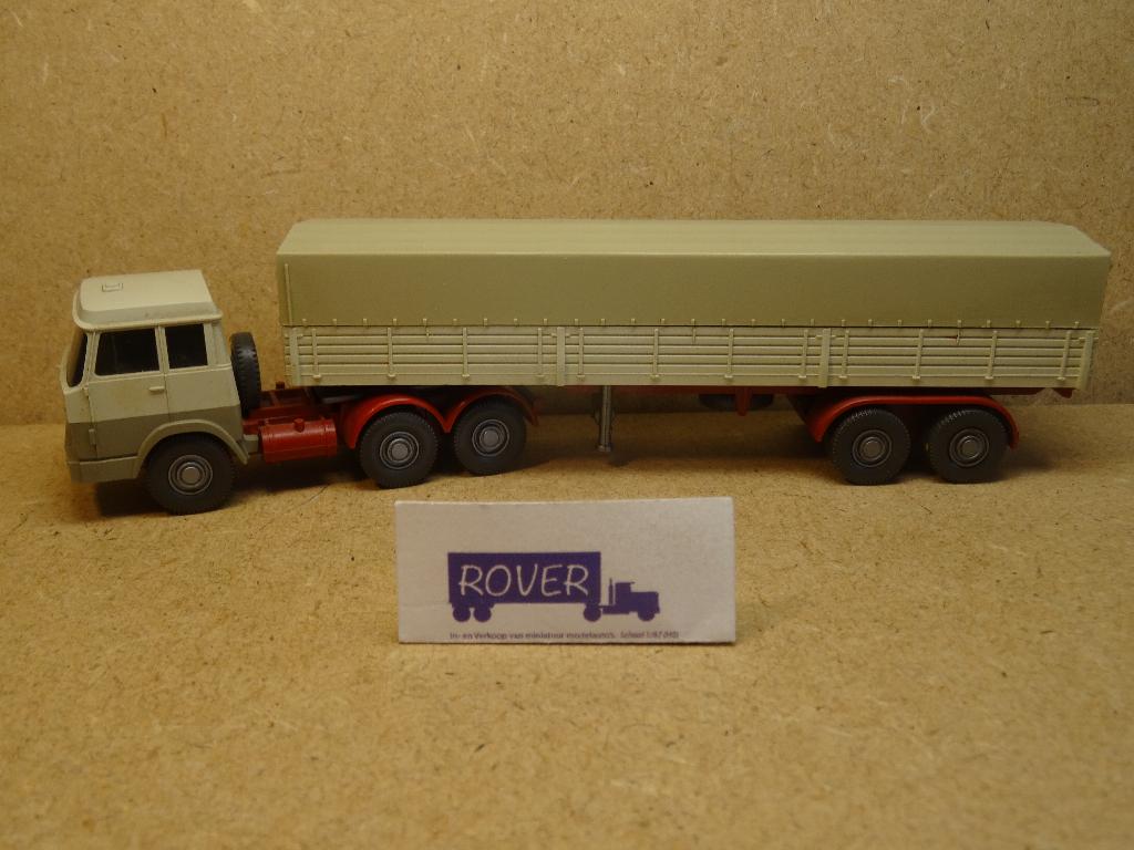 WIKING 1/87, Oude Hanomag-Henschel+Huif-Oplegger, Zie Foto`s, Ophalen of Verzenden, Zo goed als nieuw, Bus of Vrachtwagen, Wiking
