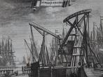 Gravure scheepskranen haven van Amsterdam Vinkeles 1760, Verzenden