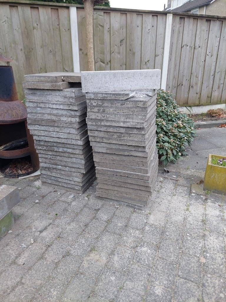 39 Antracietgrijze betontegels 50x50 cm, Tuin en Terras, Gebruikt, Beton, Terrastegels, 5 tot 10 m²