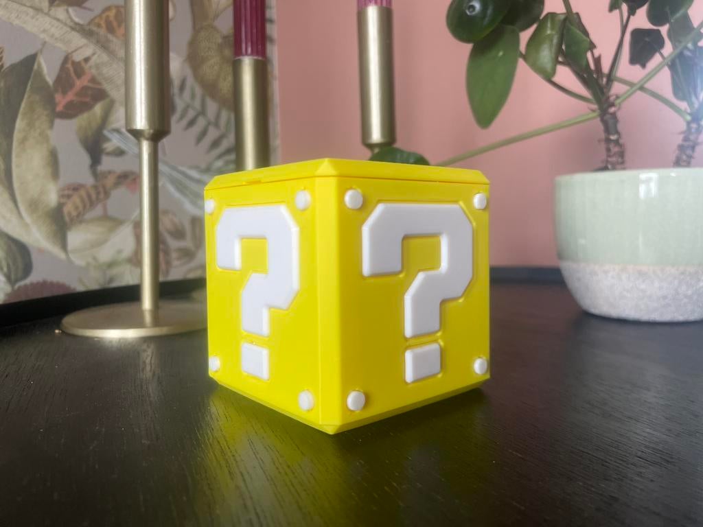 Mario ? Block spaarpot – 3D geprint Lucky Block, Ophalen of Verzenden, Nieuw