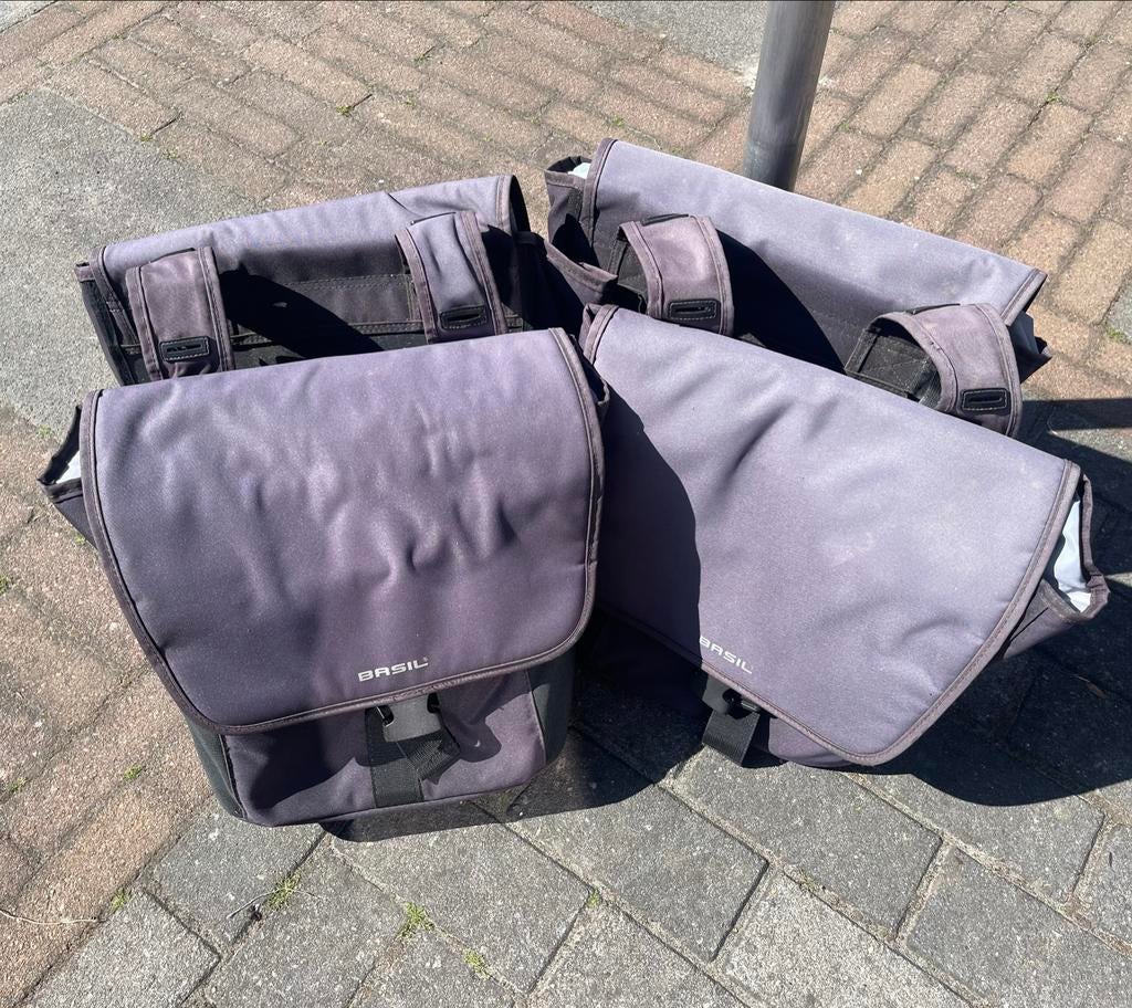 Basil Dubbele Fietstassen - Grijs, Ophalen, Gebruikt