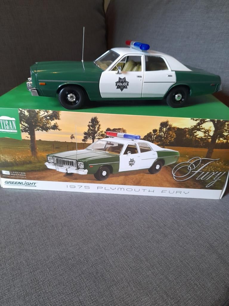 Plymouth fury policecar capitol city greenlight, Hobby en Vrije tijd, Modelauto's | 1:18, Ophalen of Verzenden, Overige merken
