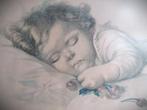 Baby~Fialkowska~2 grote tekeningen in lijst~Baby slapend wak, Ophalen of Verzenden