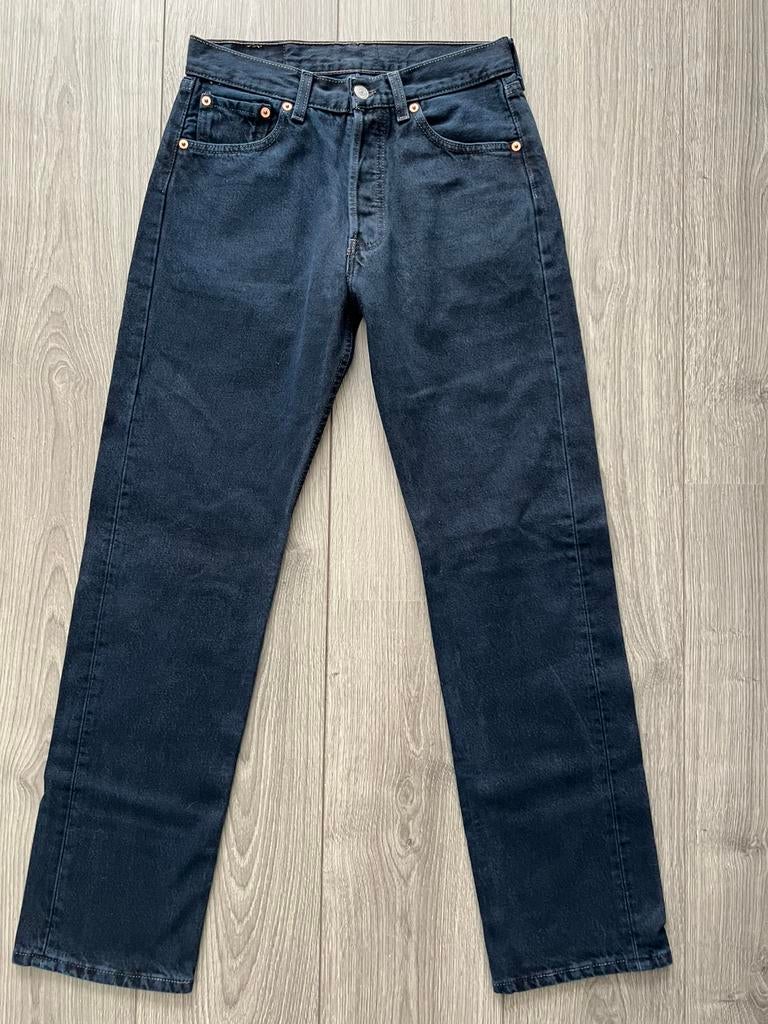 Vintage 1997 Levi’s 701 W29 L30 - Made in USA - Dark Indigo, Kleding | Dames, Spijkerbroeken en Jeans, Verzenden, Gedragen, Blauw
