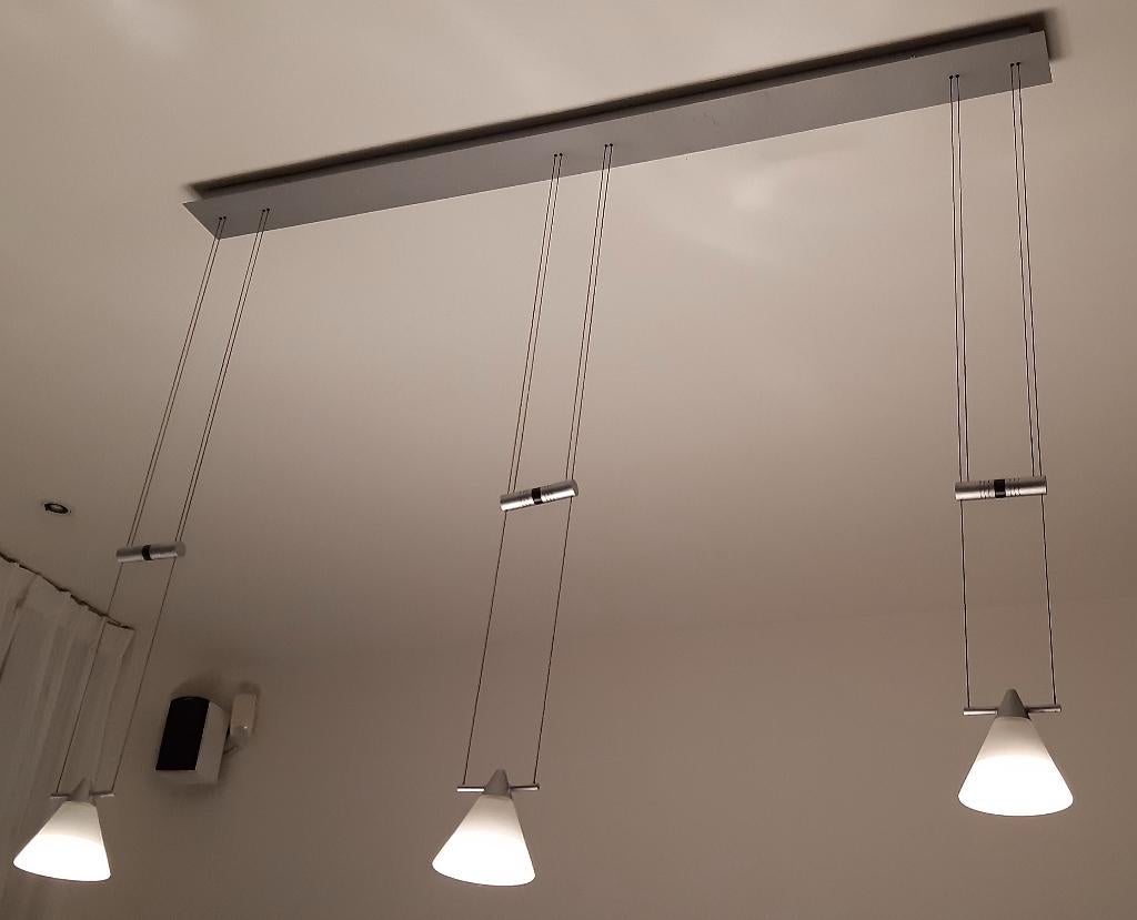 OLIGO ECOLIN Design hanglamp met 3 kelken, Minimalistisch, modern, design lamp, handgeblazen glas, Ophalen of Verzenden, Zo goed als nieuw