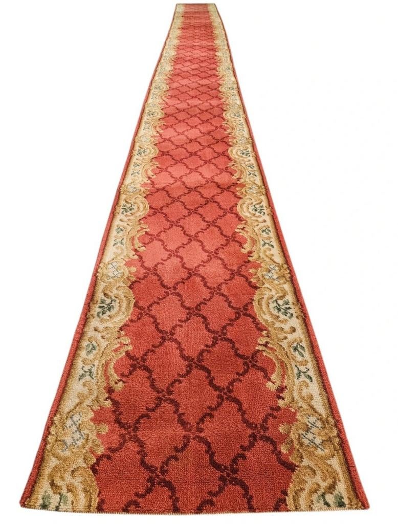 Vintage oosters wol vloerkleed loper trap loper 58x628cm, Crème, Gebruikt, Klassiek, Barok, Traditioneel, 200 cm of meer