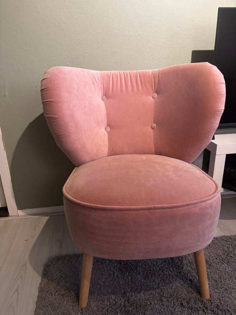 Ikea roze stoel, Huis en Inrichting, Fauteuils, Ophalen, 75 tot 100 cm, Zo goed als nieuw, Stof