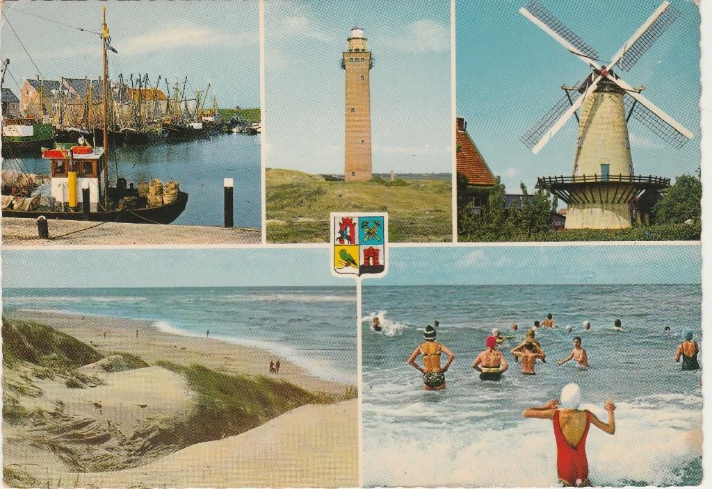 OUDDORP Haven Strand Vuurtoren Molen Branding, Verzamelen, Ansichtkaarten | Nederland, Verzenden, 1960 tot 1980, Gelopen, Zuid-Holland