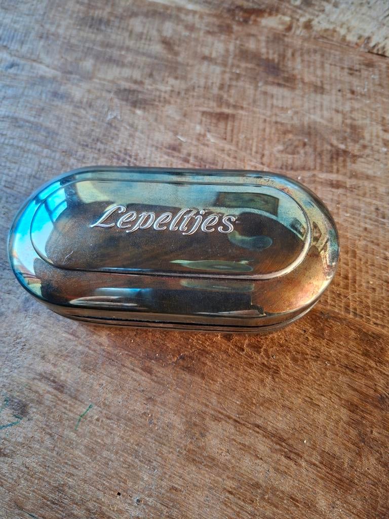 Verzilverd Lepeldoosje met Blauwe Voering, Ophalen of Verzenden