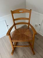 Houten schommelstoel met rieten zitting, Huis en Inrichting, Stoelen, Gebruikt, Bruin, Ophalen of Verzenden, Eén