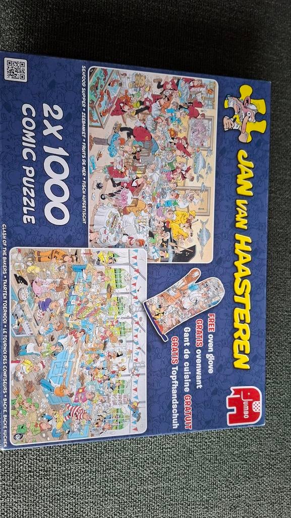 Jan van Haasteren 2x 1000 stukjes: Zeebanket & Taarten, Ophalen of Verzenden, 500 t/m 1500 stukjes, Gebruikt, Legpuzzel