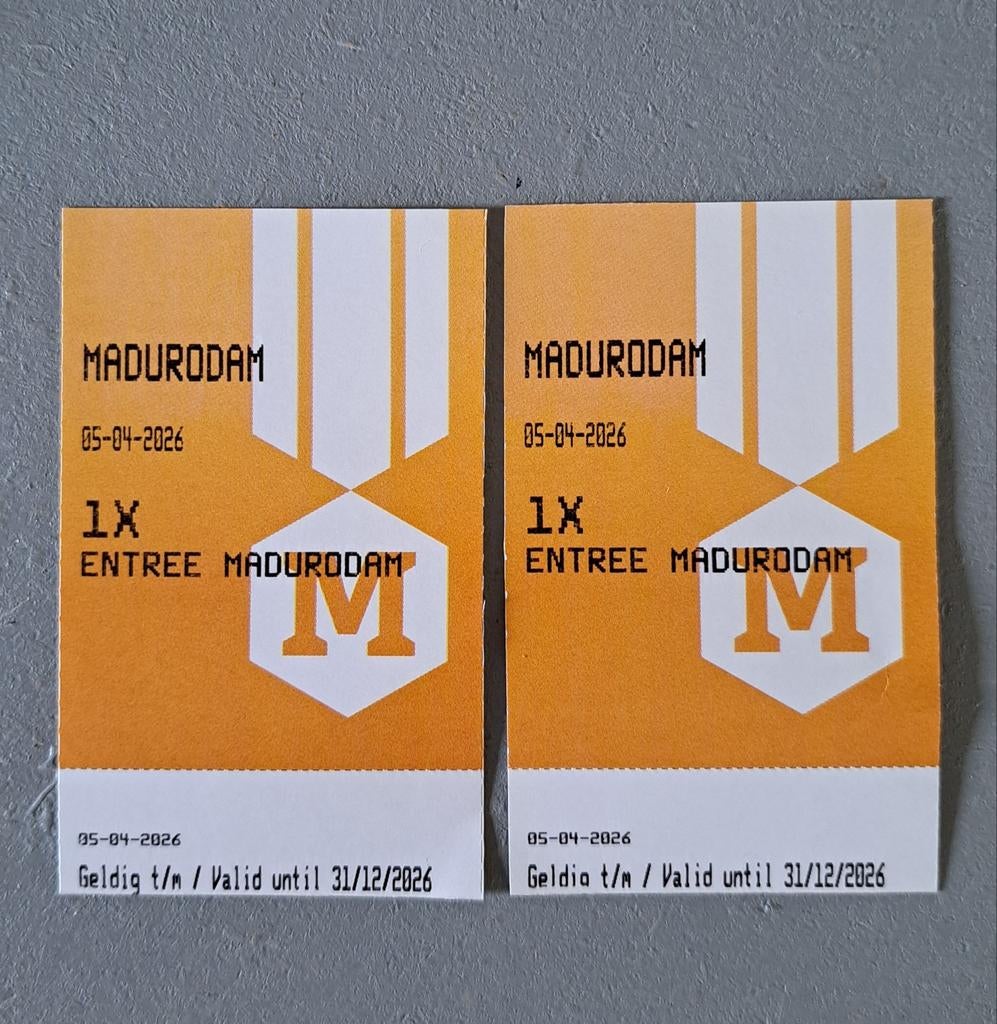 2x tiket Madurodam, Twee personen, Ticket of Toegangskaart