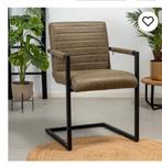 Bronx71 Industriële eetkamerstoel olijf antraciet eco-leer, Ophalen of Verzenden, Grijs, Leer, Drie