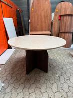 Eettafel rond 130 cm marmer blad onderstel acaciahout, Ophalen, Overige materialen, Japamdi, Rond