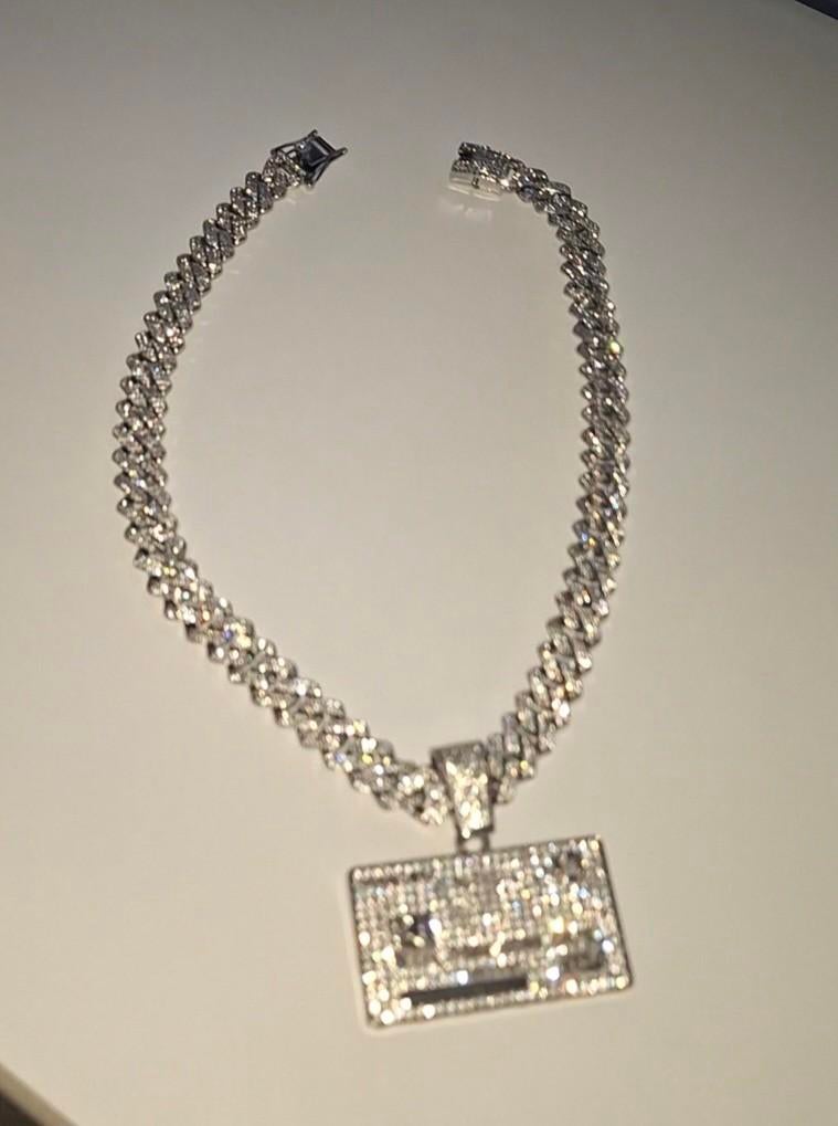Moissanite visa rapper ketting., Met kristal, Overige materialen, Overige kleuren, Nieuw