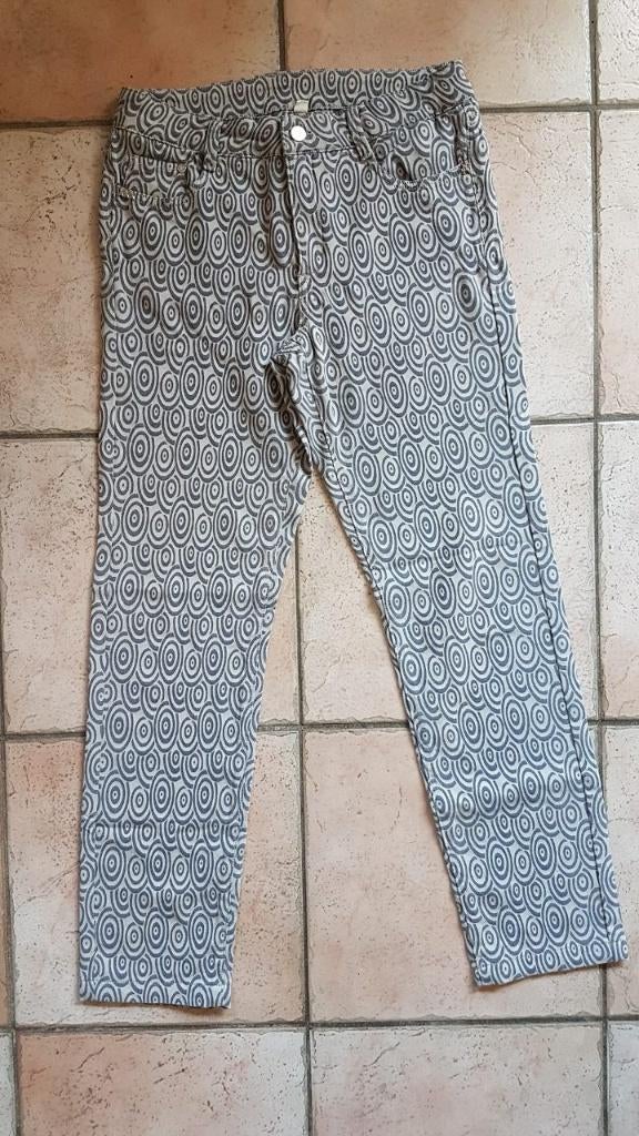 NickJean grijs met witte rondjes broek maat 38 print dessin, Kleding | Dames, Broeken en Pantalons, Maat 38/40 (M), Ophalen of Verzenden