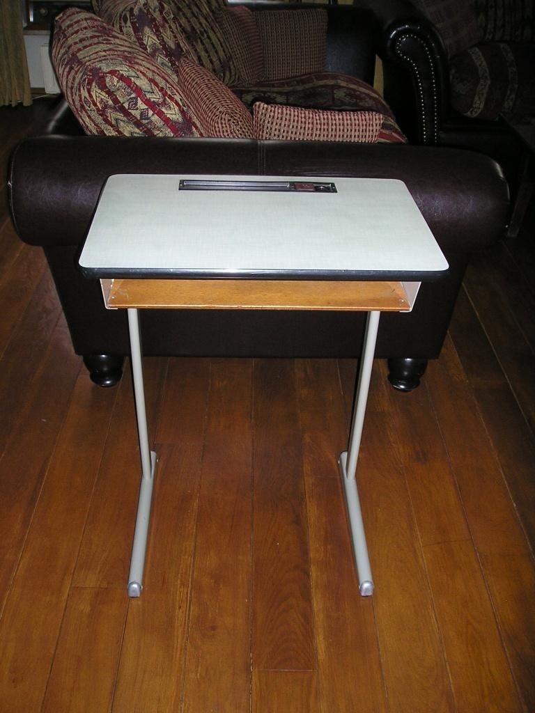 Sixties vintage schoolbank tafel en stoel, Ophalen