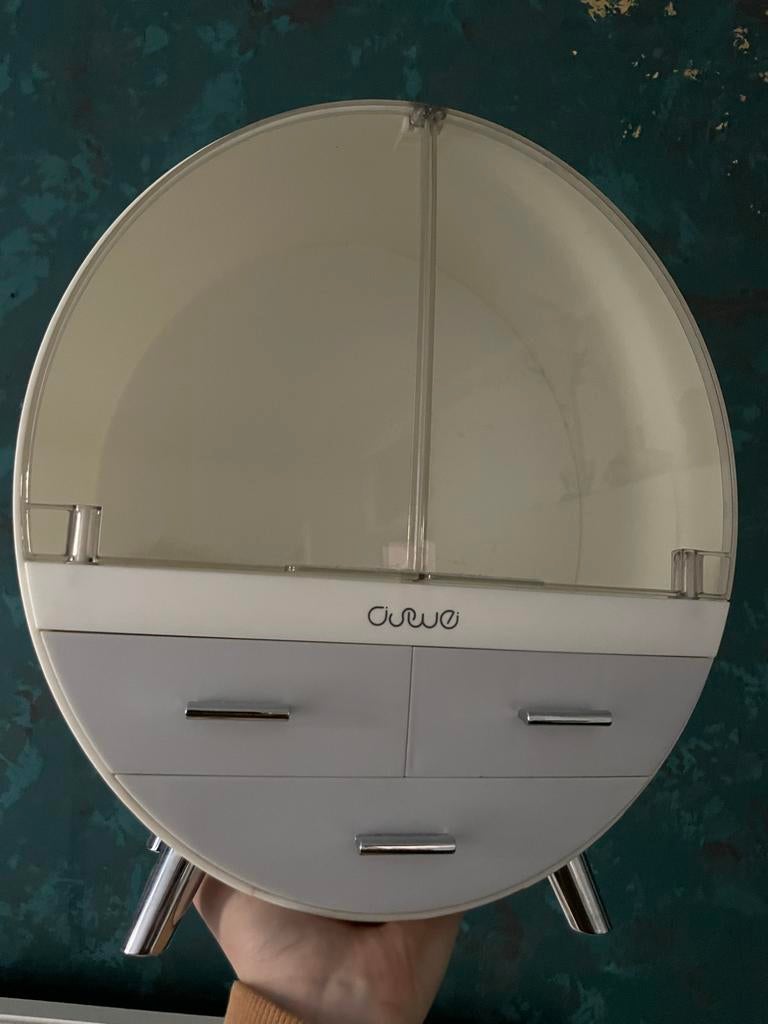 Stijlvolle Make-up Organizer met Lades en Transparante Kap, Gehele gezicht, Wit, Ophalen of Verzenden, Zo goed als nieuw