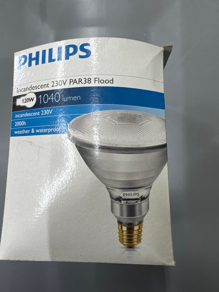 Philips PAR38 Flood Gloeilamp 120W - Weerbestendig, Gloeilamp, 60 watt of meer, Nieuw, NA