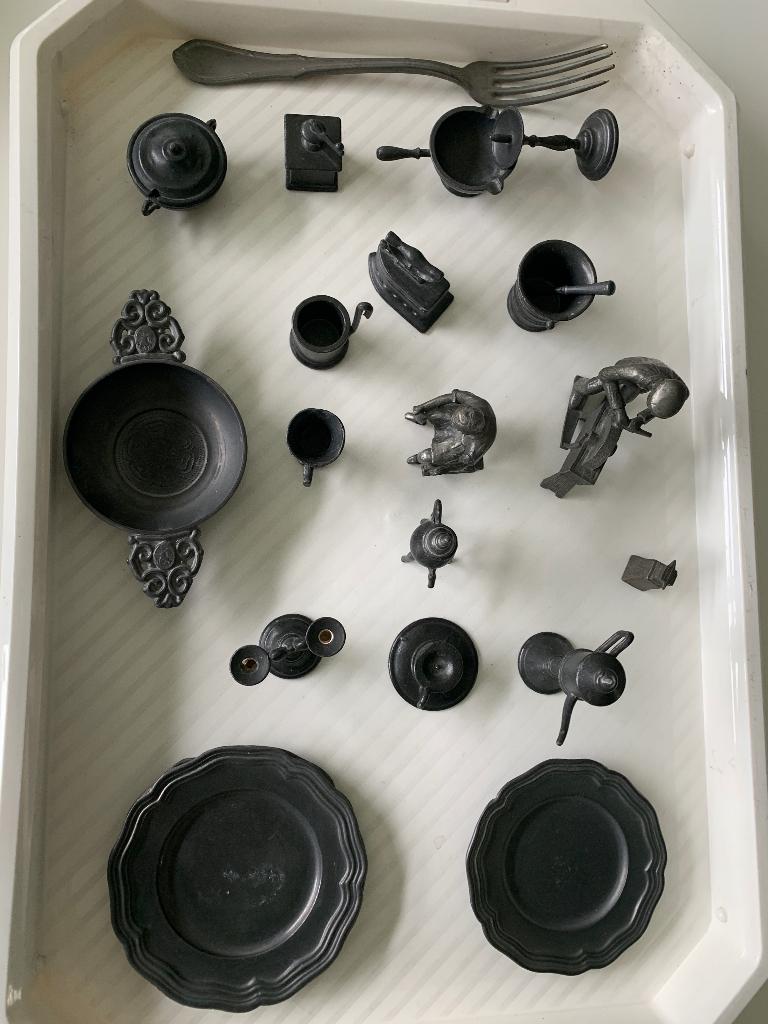 Collectie tinnen figuren en voorwerpen 18 stuks, Antiek en Kunst, Ophalen of Verzenden