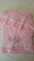Roze ledikant laken setje met wit broderie randje, Gebruikt, Eenpersoons, Overige typen, Ophalen of Verzenden