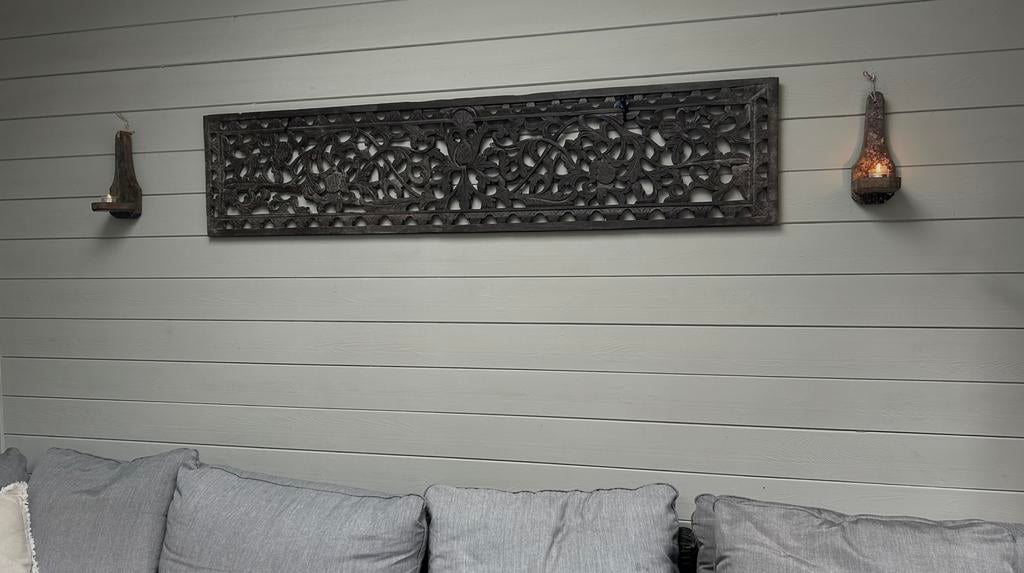 Oud houten paneel 165 india oosters sober sleets imperfect, Antiek en Kunst, Curiosa en Brocante, Ophalen