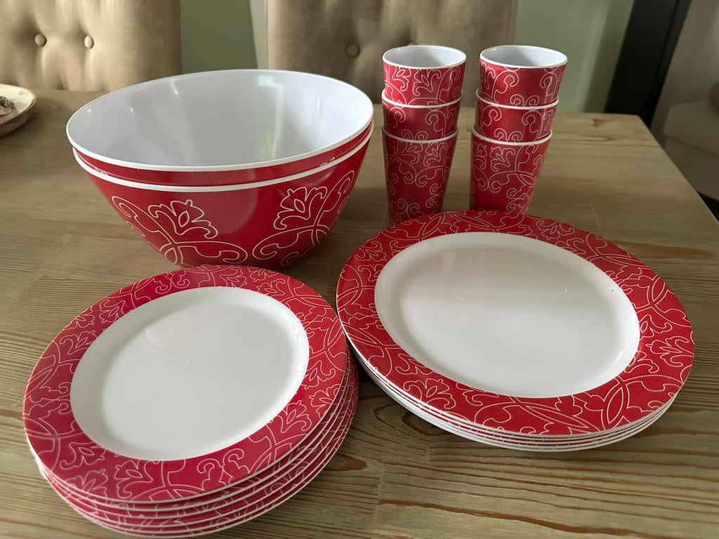 Melamine servies, Overige materialen, Overige typen, Ophalen of Verzenden, Zo goed als nieuw