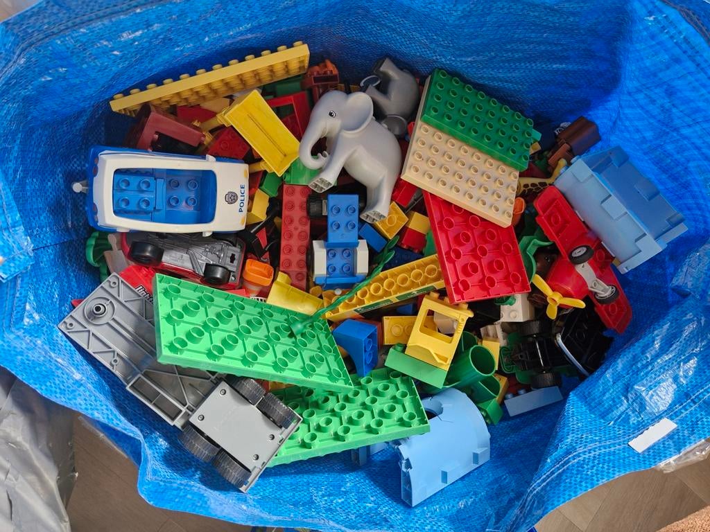 Grote tas vol met Duplo, Ophalen, Gebruikt, Duplo