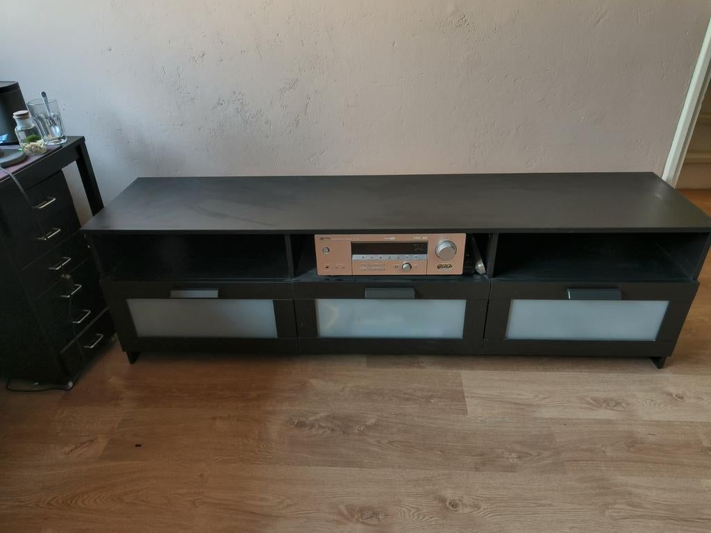 Brimnes Zwart TV Meubel - 180x41x53 cm, Ophalen, Gebruikt, 150 tot 200 cm, Minder dan 100 cm