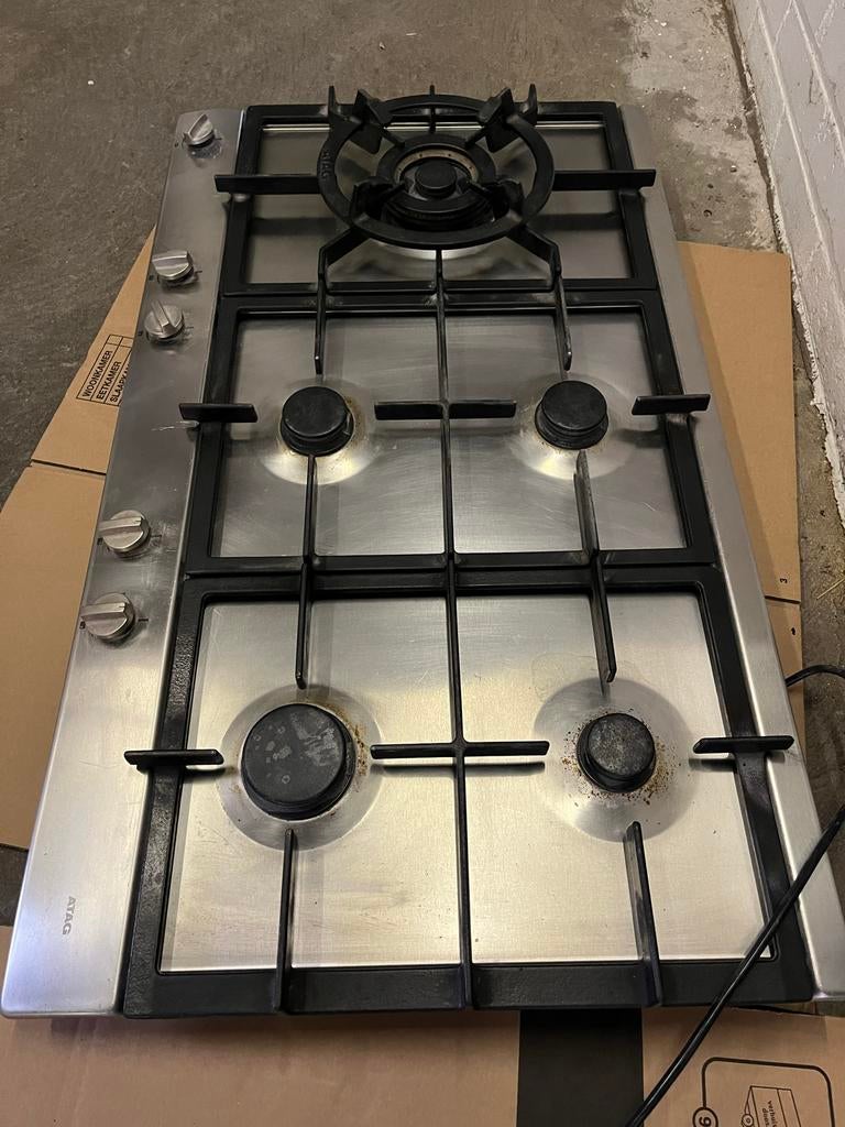 Gebruikt ATAG gasstel - 5 pitten - RVS, Witgoed en Apparatuur, Kookplaten, Ophalen, Gebruikt, Inbouw, Gas