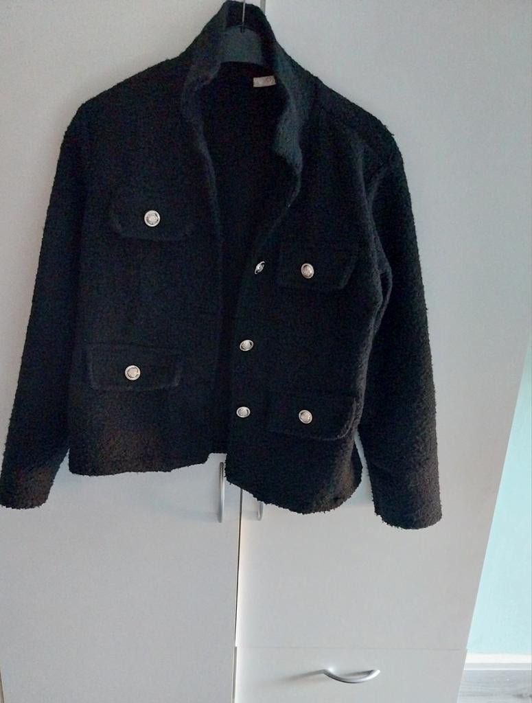 Teddy jas zwart one size, Verzenden, Zo goed als nieuw, Zwart, Jasje