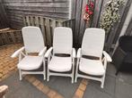 3 harde kunststof tuinstoelen, Ophalen of Verzenden, Gebruikt, Kunststof, Verstelbaar