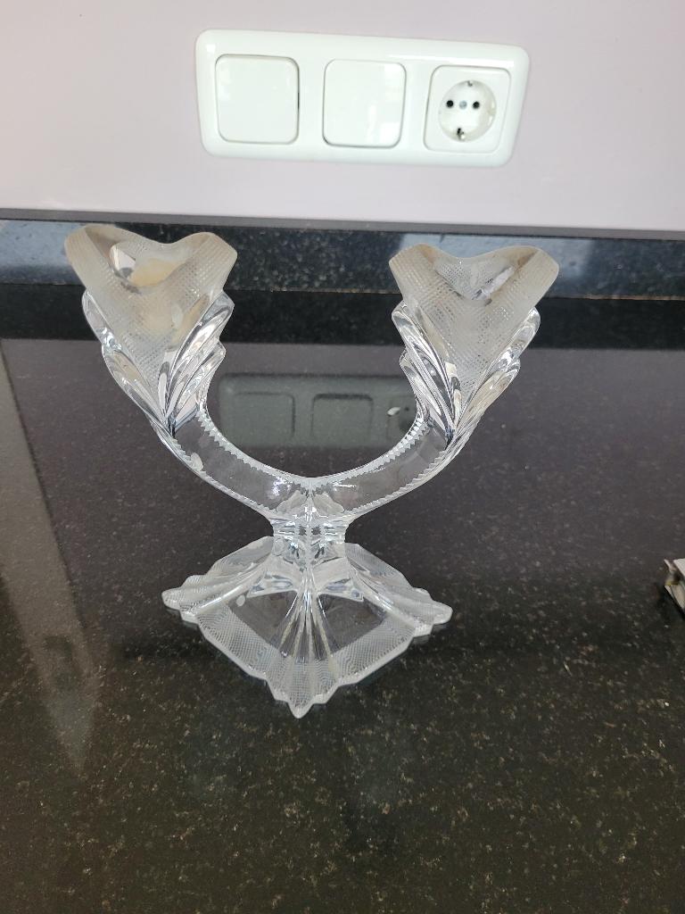 Glazen kandelaar kristal, Ophalen of Verzenden, Glas