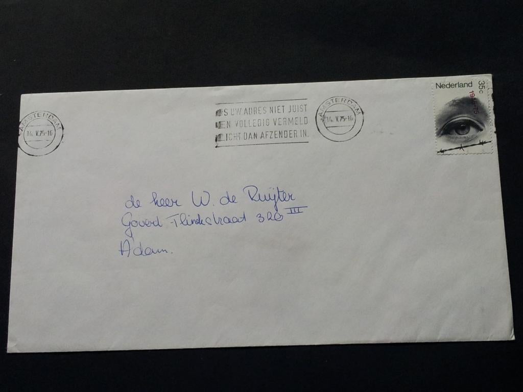 Nederland envelop zegel niet afgestempeld 1975 Amsterdam, Postzegels en Munten, Brieven en Enveloppen | Nederland, Ophalen of Verzenden