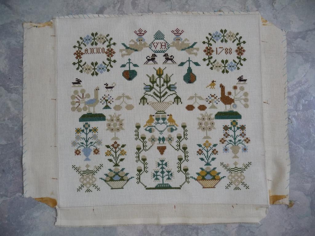 Borduurwerk "Merklap"(VH anno 1788), Ophalen of Verzenden, Gebruikt, Handborduren, Onderdeel of Toebehoren