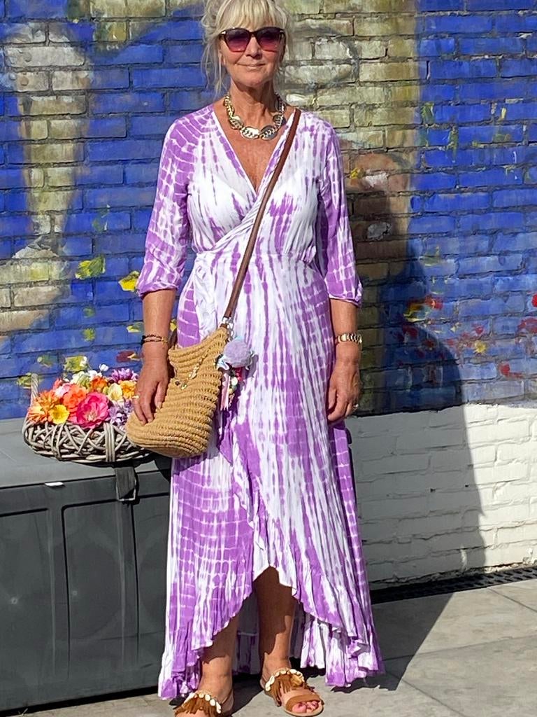 Ibiza jurk Boho Bohemien maat 36-40, Paars, Ophalen of Verzenden, Zo goed als nieuw, Maat 36 (S)