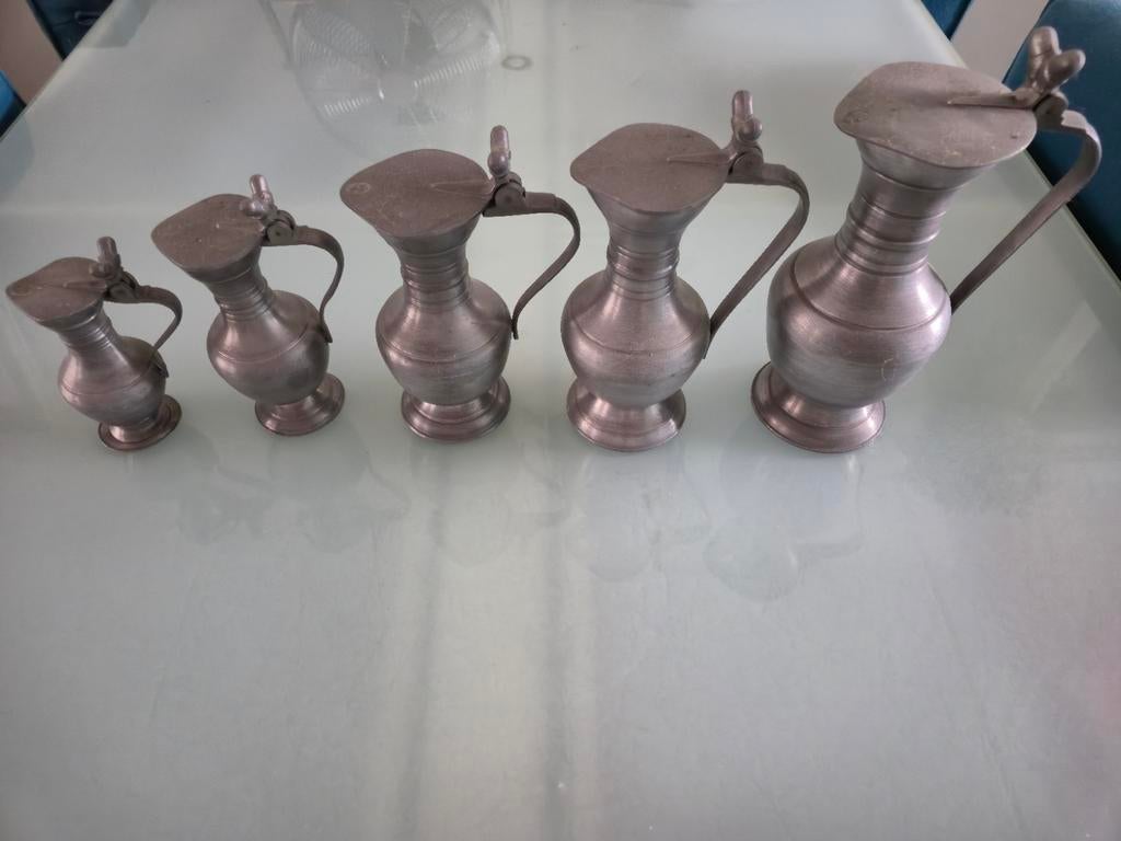 5 x tinnen kannetjes., Antiek en Kunst, Antiek | Tin, Ophalen of Verzenden