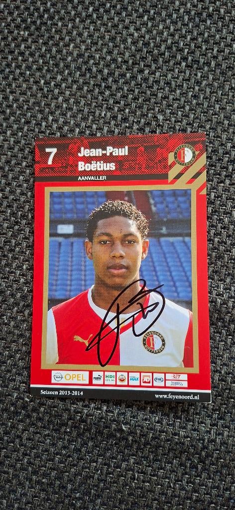 Spelerskaart met handtekening; Jean Paul Boetius # Feyenoord, Ophalen of Verzenden, Nieuw, Feyenoord, Spelerskaart