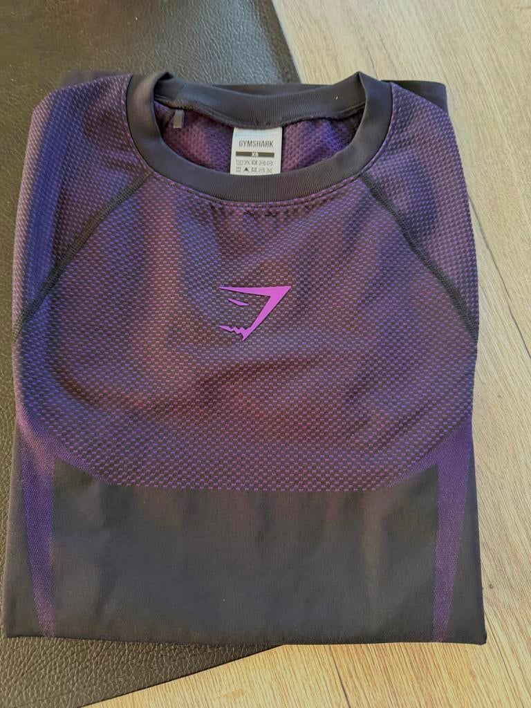 Gymshark Onyx 5.0 Seamless T-Shirt Zwart/Paars XS, Fitness, Paars, Nieuw, Ophalen of Verzenden