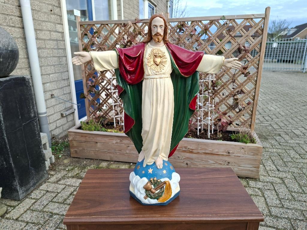 antiek cristus beeld jezus die het volk zegend heilig hart, Antiek en Kunst, Antiek | Religie, Ophalen of Verzenden